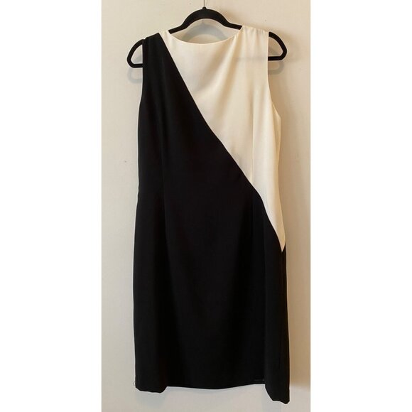 Dressbarn Sleeveless Black & White Colorblock Sheath Dress Size 16 - Picture 2 of 12